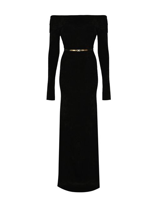 Abito in ciniglia con cintura Red Carpet Nero Elisabetta Franchi | AM34S57E2110